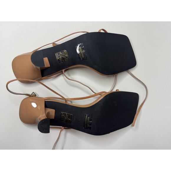 Jeffrey Campbell Shoes Womens Size 9.5 Tan Strappy Heels Sandals Square Toe - Picture 3 of 11